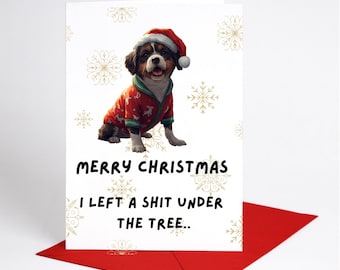 Funny Christmas Card Rude Dog Sh*t Mum Mom Dad Friend Wife Husband BCR1171