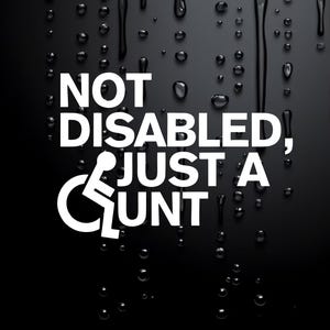 Sticker voiture drôle : blague grossière, non handicapé - Sticker en vinyle 15 cm