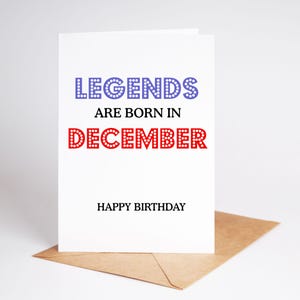 Grappige verjaardagskaart in december geboren Legends broer zus beste vriend BC089
