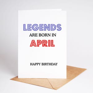 Lustige Geburtstagskarte April geboren Legenden Bruder Schwester Bester Freund BC057