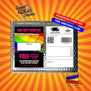 Gay Boy Club UK Free Card Prank Mail por Post Adulto Humor Primeiro de Abril P005