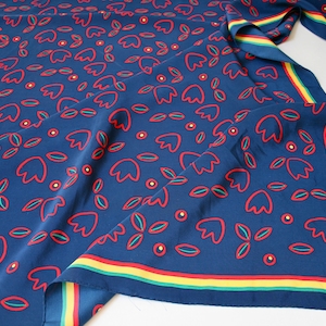 Vintage Silk Scarf with Floral Pattern