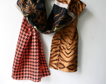 Vintage CODELLO Silk Scarf: Animal Print & Belts Motif