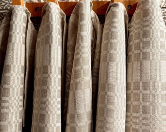 Set di 6 strofinacci da cucina vintage in lino/cotone, mai usati.