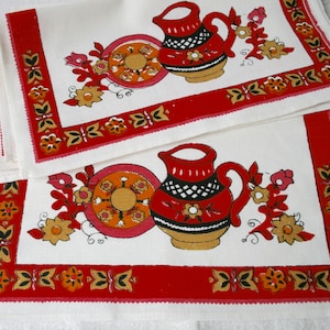 Set of 5 Vintage Scandinavian Table Linens: Swedish Design Placemats