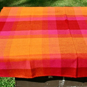 Swedish Vintage Red Orange Colors Tablecloth. Thin Woven Acrylic Fabric. Scandinavian Home Decor Made in Sweden.