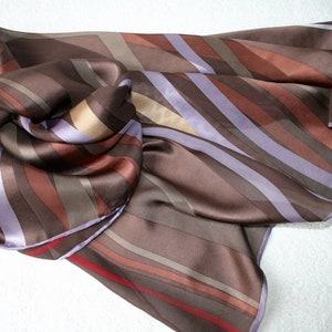 Vintage MARJA KURKI Silk Scarf with Striped Pattern. Finnish Design