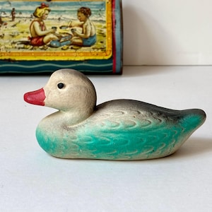 Vintage Collectable Soviet-Era Swimming Duck Squeaky Rubber Toy from the 1950s