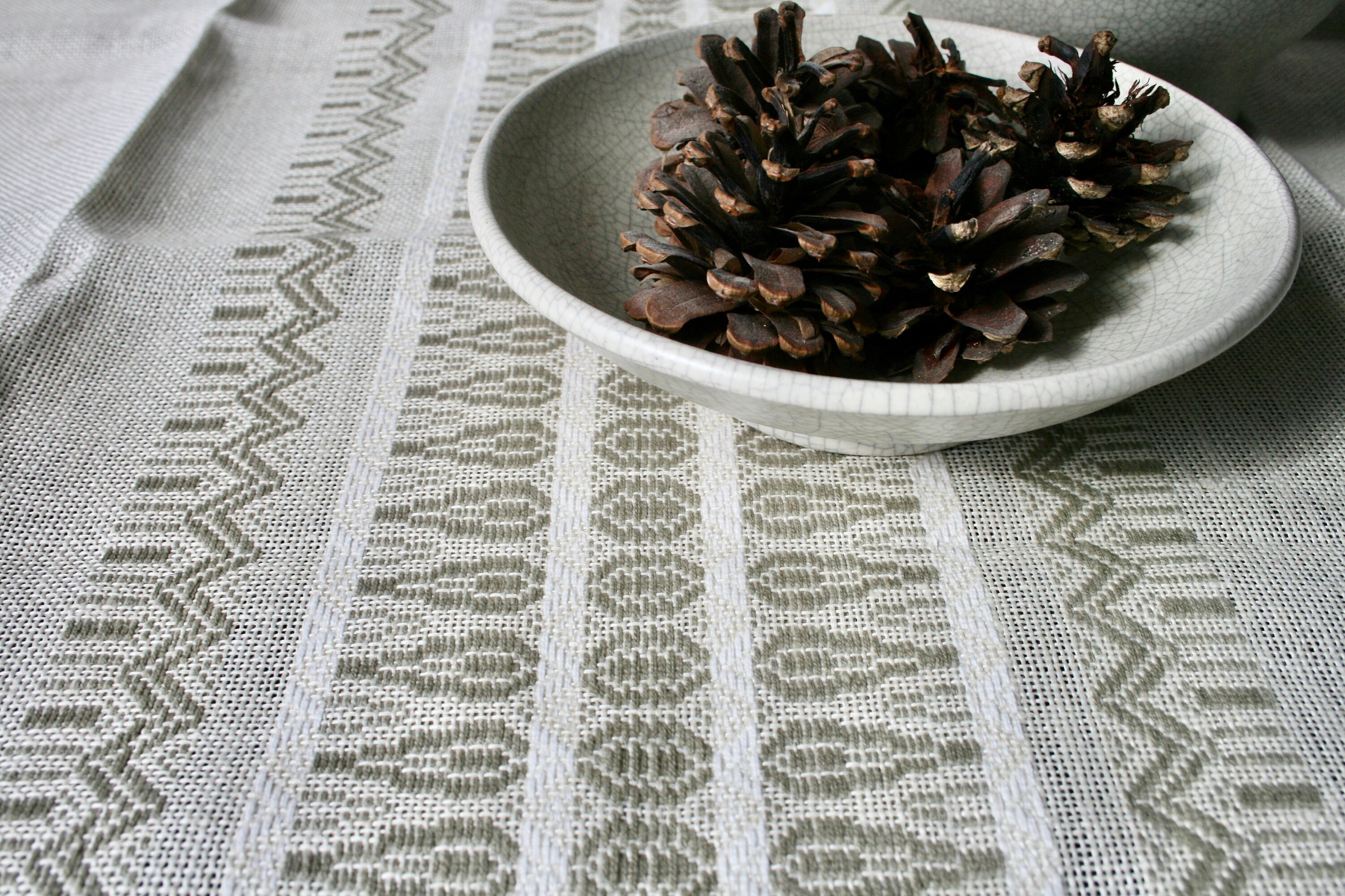 Vintage Sweden Linen Tablecloth With Geometric Decor - Etsy