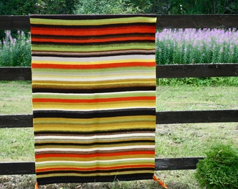 Vintage Scandinavian Wool Wall Hanging / Bed or Sofa Cover / Rug – Rustic Tapestry Charm