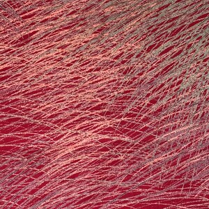 May include: Abstract textile pattern featuring a deep red background with overlapping, textured lines in shades of pink and gray. The design creates a dynamic, layered effect, suitable for fabric or wallpaper.
