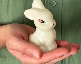 Vintage 1970s Soviet-Era White Plastic Bunny Collectible