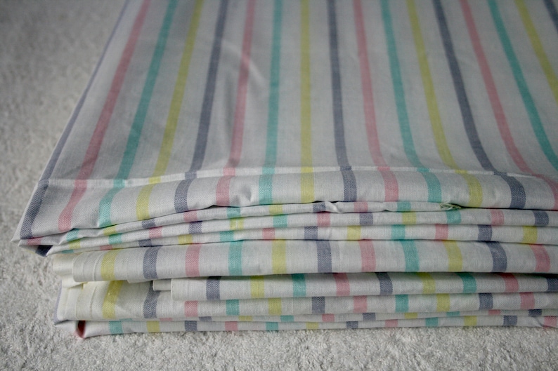 4.9 yards of High Quality Vintage Rainbow Striped Natural Cotton Fabric.