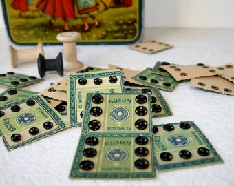Set of 72 Vintage Swedish Gusum Snap Fasteners in their Original Cards