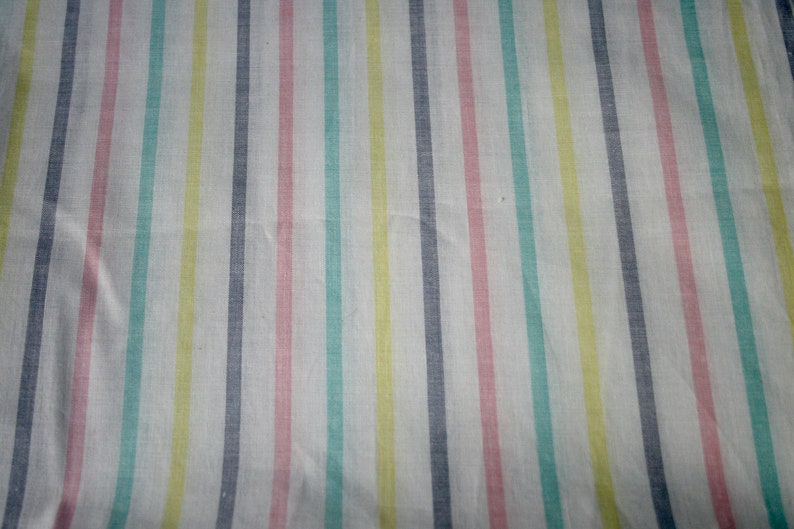 4.9 yards of High Quality Vintage Rainbow Striped Natural Cotton Fabric.