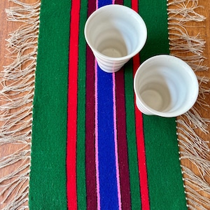 Vintage Handwoven Wool Table Runner: Scandinavian Home Decor