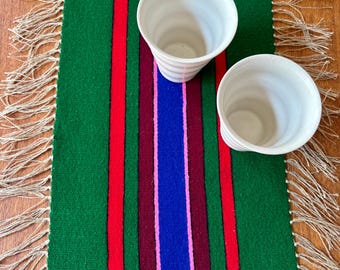 Vintage Handwoven Wool Table Runner: Scandinavian Home Decor