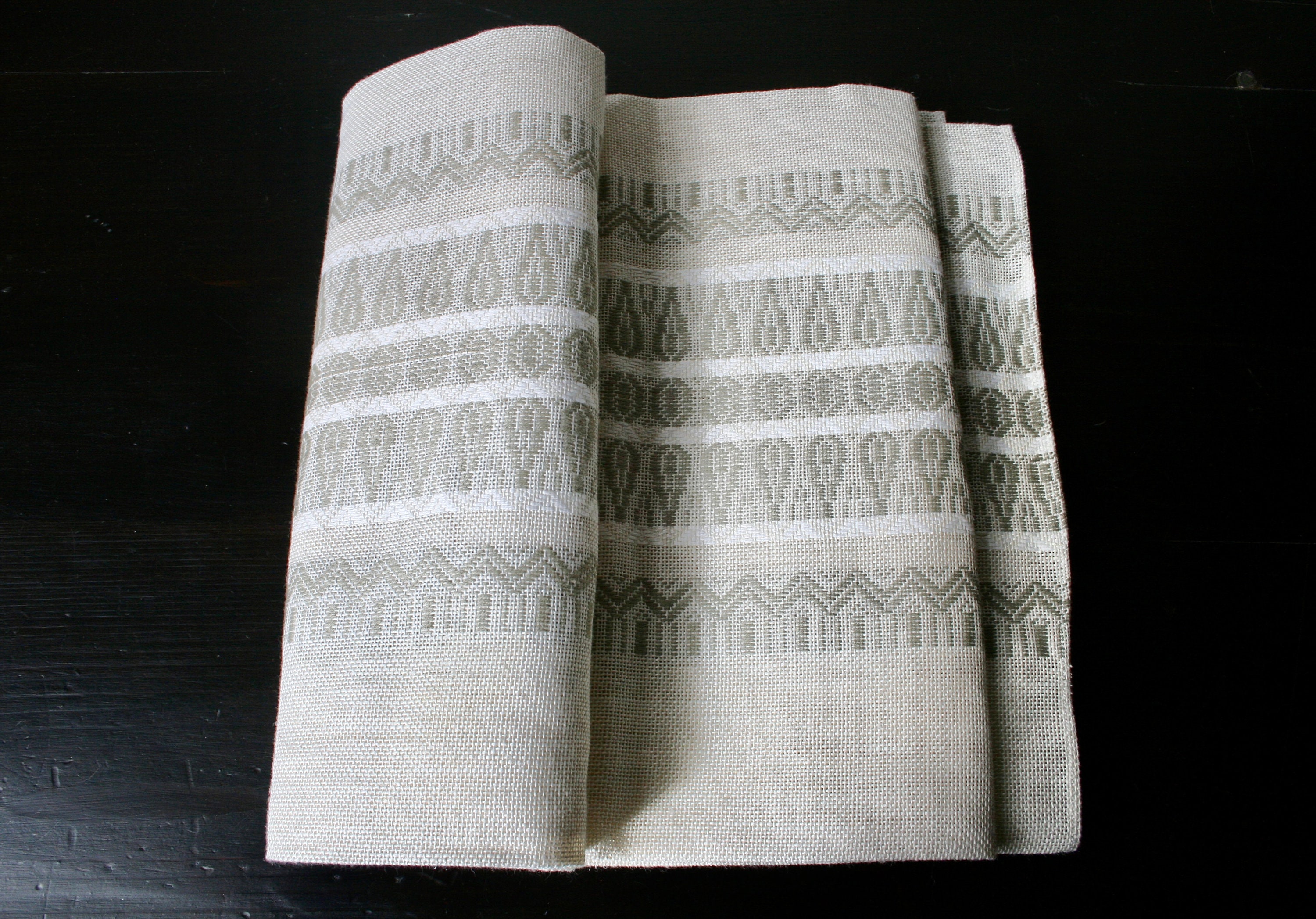 Buy Vintage Sweden Linen Tablecloth With Geometric Decor Online in