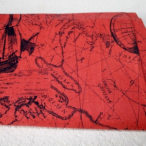 2.6 yardas de Vintage Sueco Impresión tela de algodón con barcos y mapas