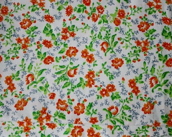 1980s Floral Cotton Fabric: Vintage Sewing Material, 3.2 Yards