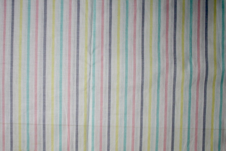 4.9 yards of High Quality Vintage Rainbow Striped Natural Cotton Fabric.