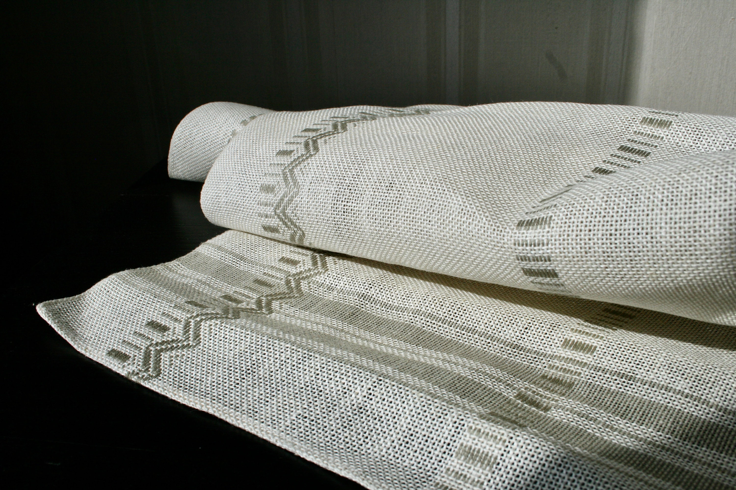 Buy Vintage Sweden Linen Tablecloth With Geometric Decor Online in