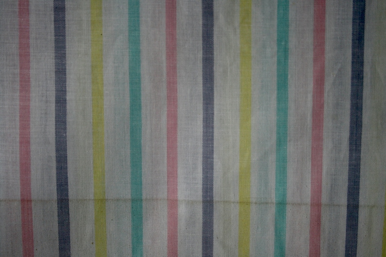 4.9 yards of High Quality Vintage Rainbow Striped Natural Cotton Fabric.