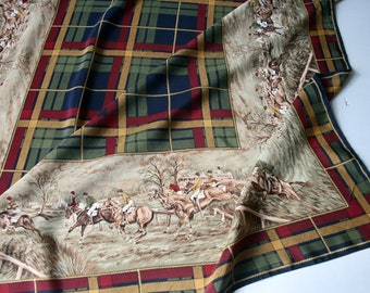 Vintage Italian Silk Scarf with Equestrian Theme