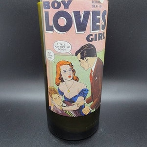 Boy Loves Girl White Wine Bottle Soy Wax Candle
