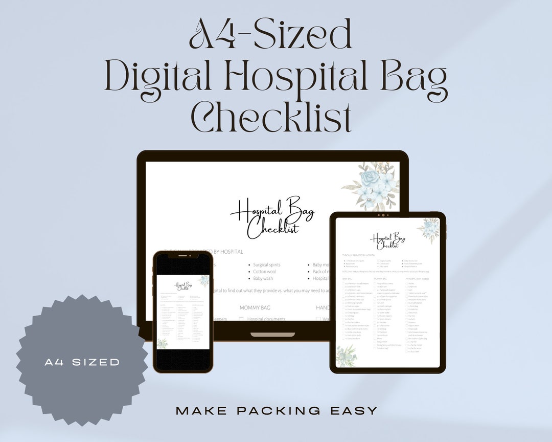 Mom Bag for Hospital Checklist, Instant Digital Download, A4sized