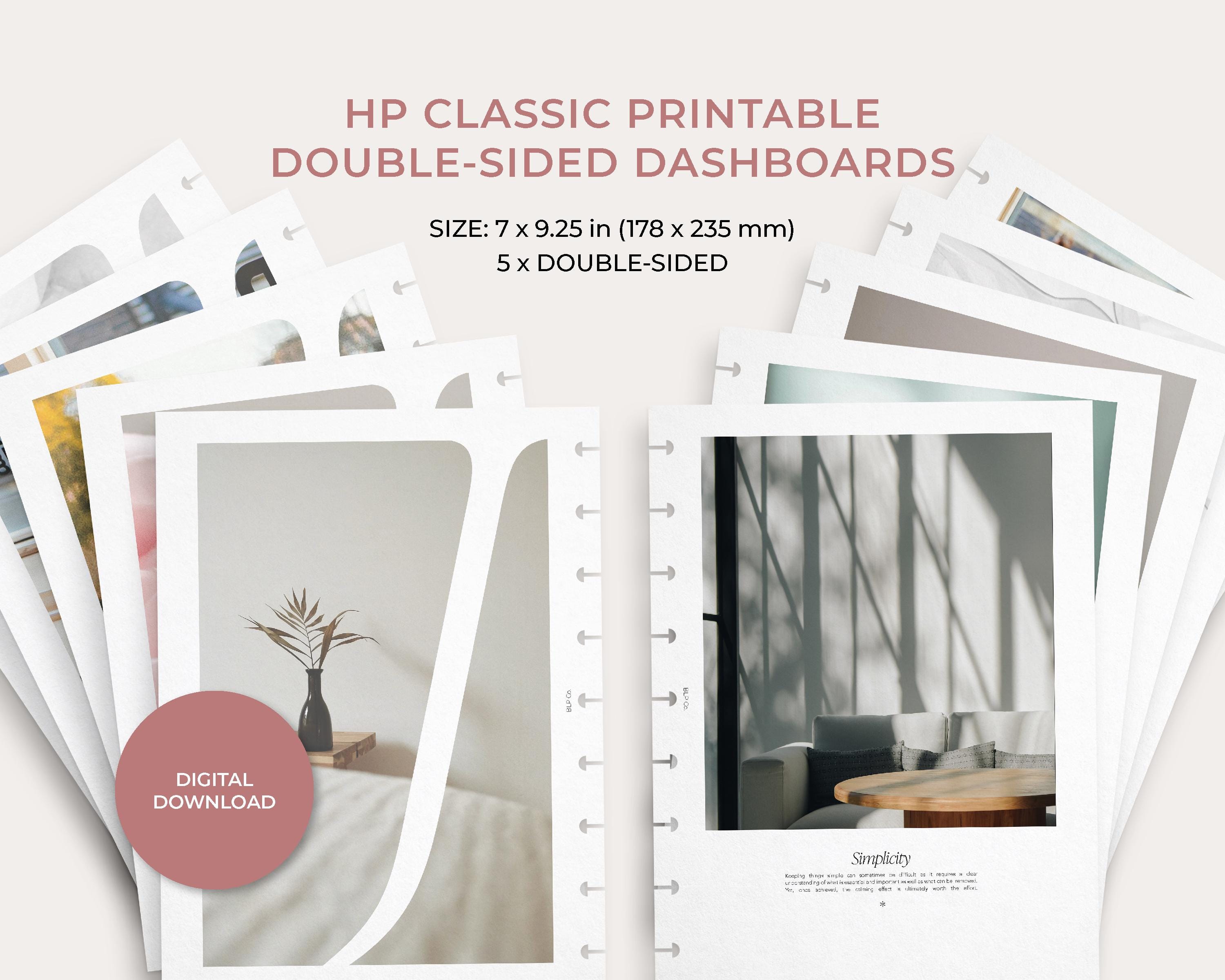 HP Classic Aesthetic Planner Dashboards, Printable Planner Inserts, Discbound Planner Covers, Double Sided Minimalist Planner Dashboards Set