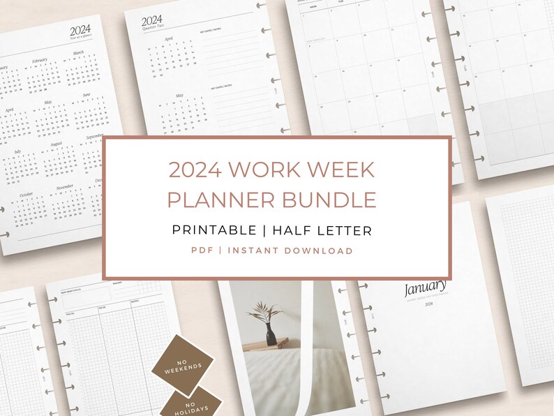 2024 Printable Planner Bundle Half Letter Inserts Discbound Planner ...