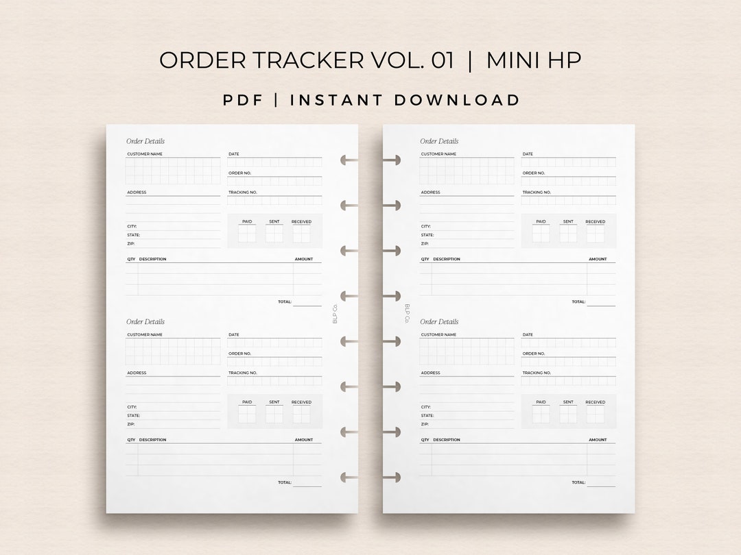 HP Mini Order Tracker Inserts: Printable Planner (PDF) - Etsy