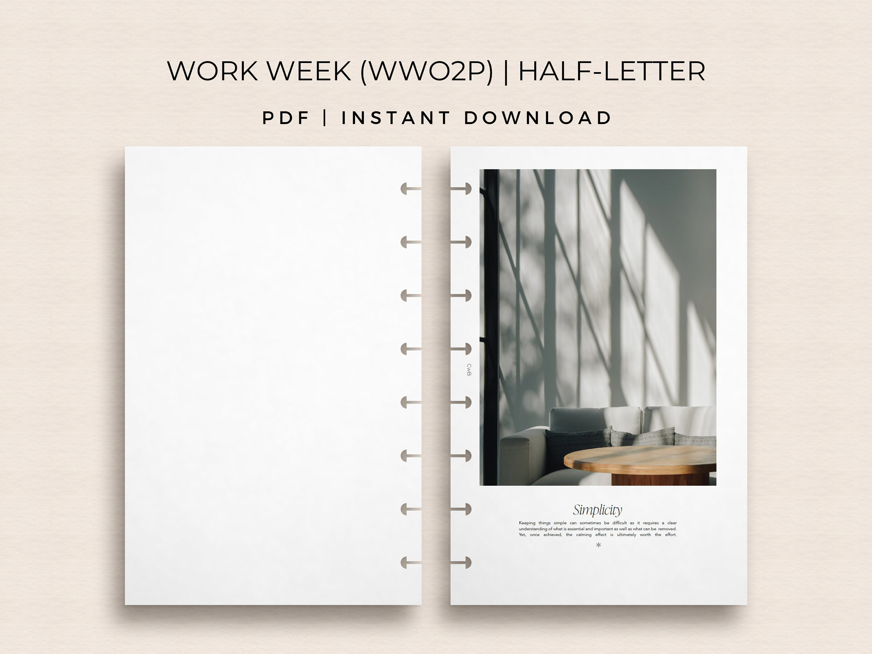 Printable 2024 Dated Planner Inserts Half Letter Work Week on Two Pages ...