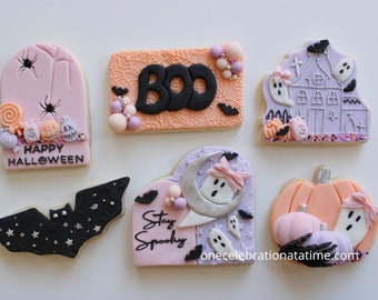 Dozen Spooky Themed Cookies, Dozen Halloween Cookies, BOO Themed Cookies, Marshmallow Fondant Sugar Cookies, Halloween Cookies