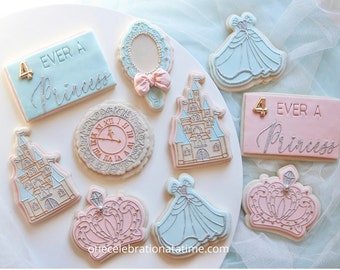 Princess Themed Cookies, Customizable, Princess Birthday Cookies, Dozen Sugar Cookies