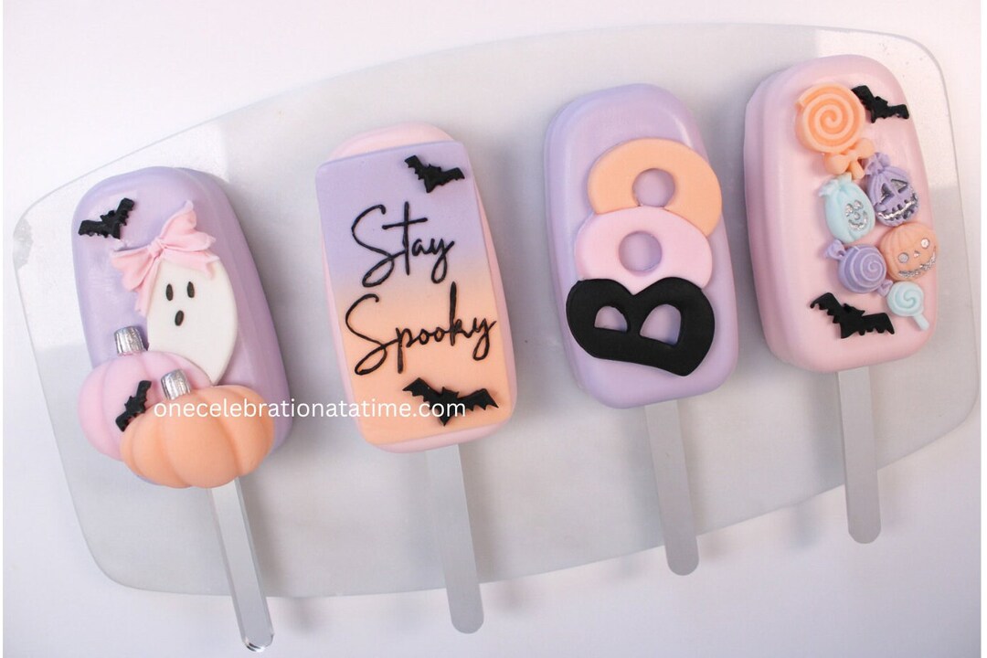 Halloween Themed Cakesicles Spooky Halloween Cakesicles Cute Etsy