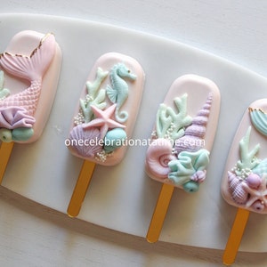 Under The Sea Cakesicles, Mermaid Themed Cakesicles, Mermaid Themed Treats, Party Favors, Cake Pops