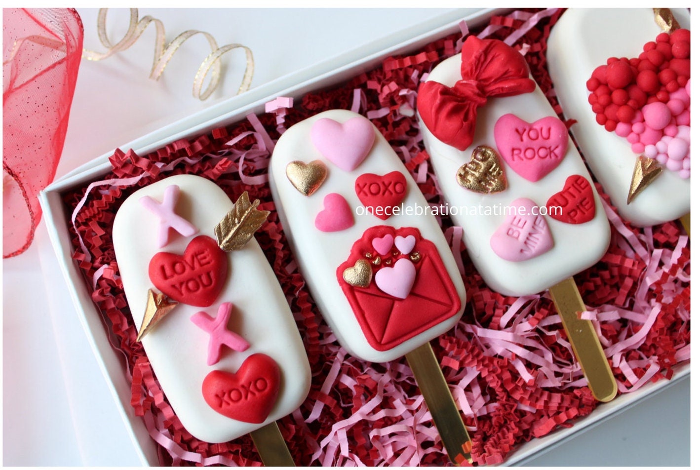 Engraved Valentine's Day Cakesicle/Popsicle Sticks (set of 12