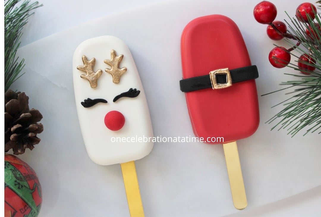 Christmas Cakesicles Two Options Reindeer Cakesicles Santa Etsy