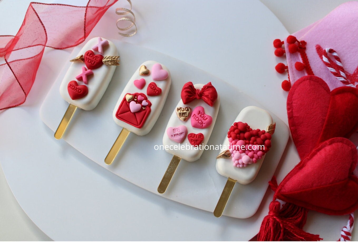 Engraved Valentine's Day Cakesicle/Popsicle Sticks (set of 12)