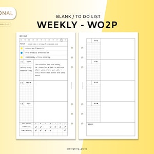 Weekly Planner, WO2P, Printable Planner Inserts, Personal Size ...