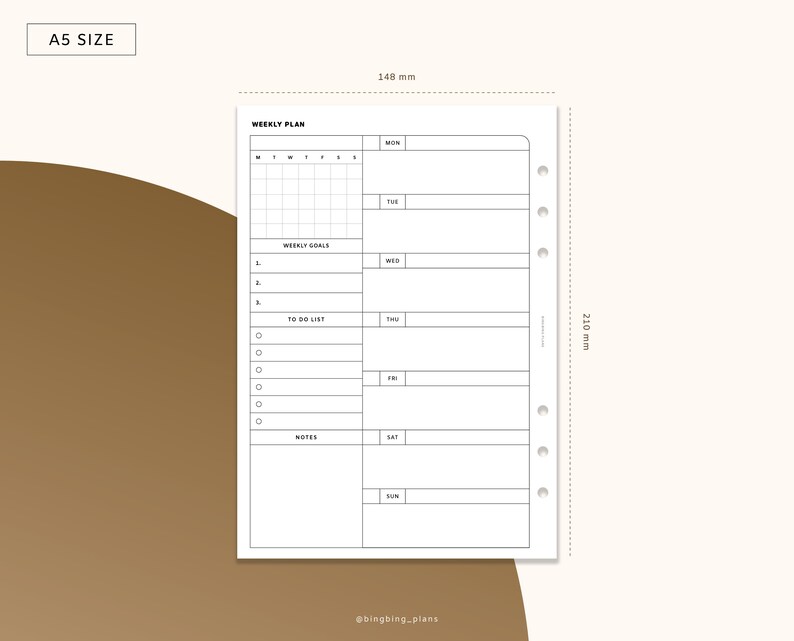 Undated Weekly Planner Printable Inserts Weekly Calendar A5 - Etsy