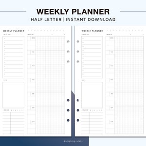 Weekly Planner Printable Planner Mon / Sun Start Meal Log Tracker to Do ...