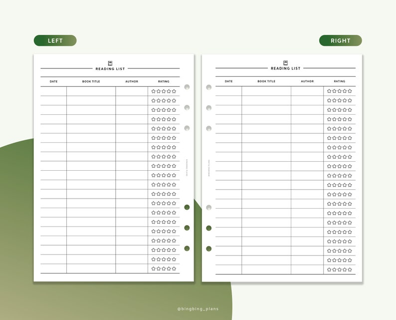 A6 Size : Reading List Template, Book Planner, Reading Log, Simple ...