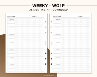 Weekly Undated Planner A5 Printable Inserts WO2P - Etsy