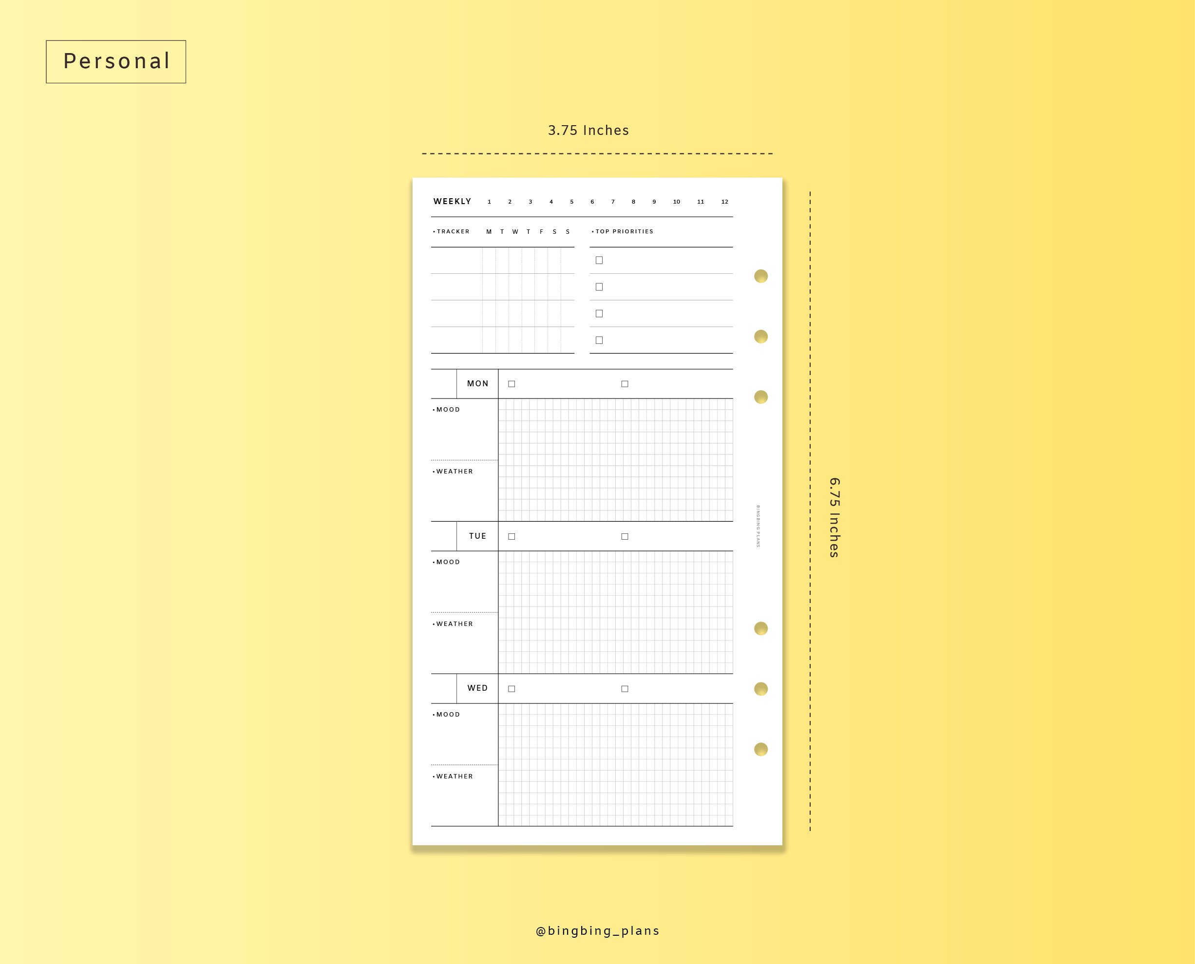 Weekly Undated Planner Personal Size Printable Inserts WO2P - Etsy