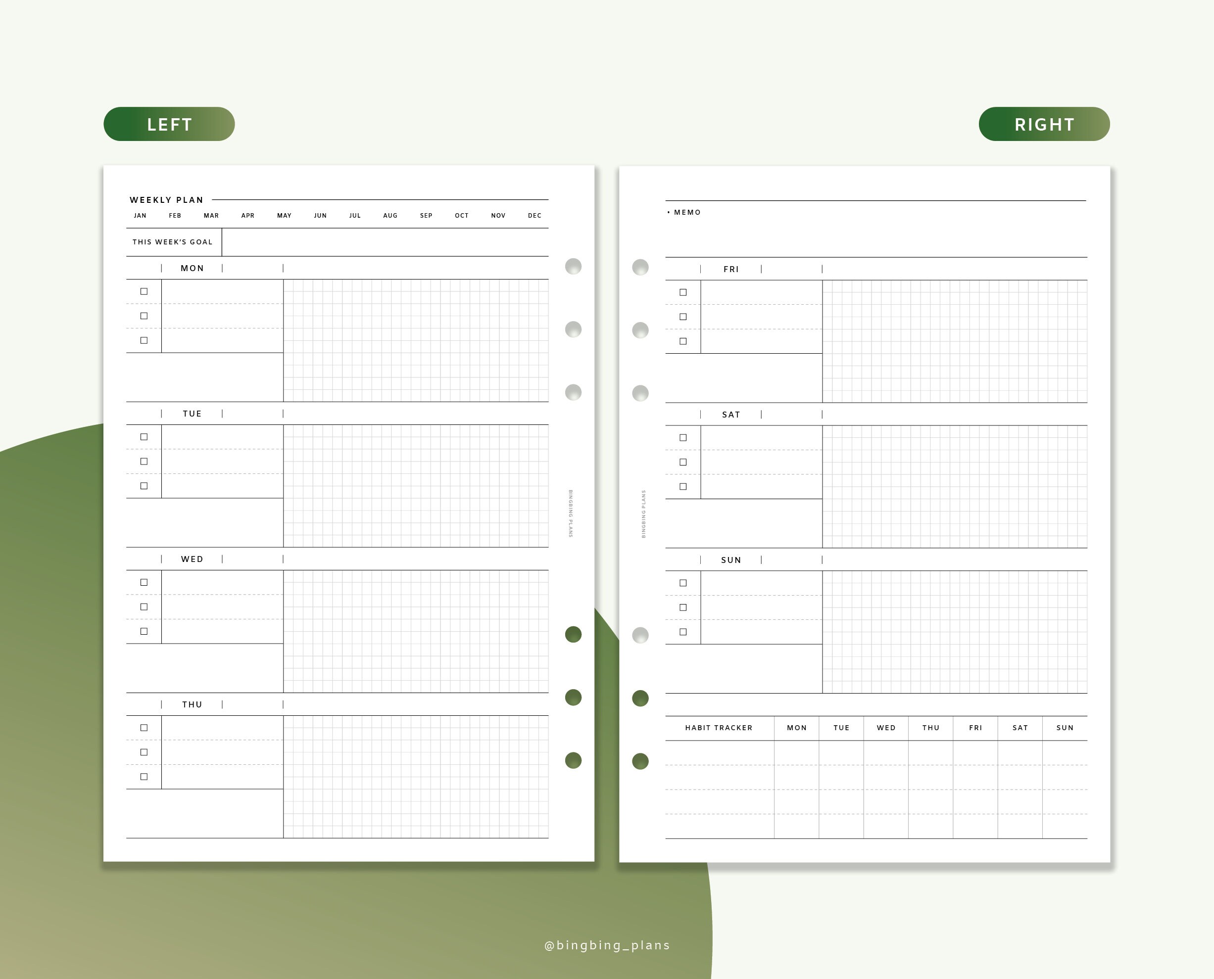 A6 Size : Weekly Undated Planner WO2P Week on Two Pages - Etsy