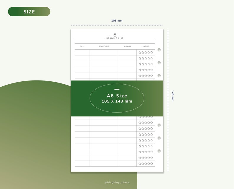A6 Size : Reading List Template, Book Planner, Reading Log, Simple ...