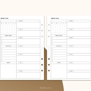 Undated Weekly Planner Printable Inserts, Weekly Calendar, A5 Size ...
